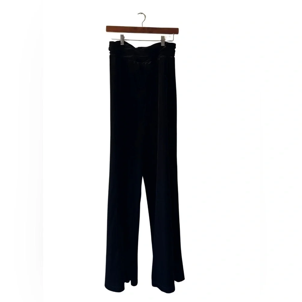 Lovers + Friends black velvet‎ long tall wide leg pants size L Tall